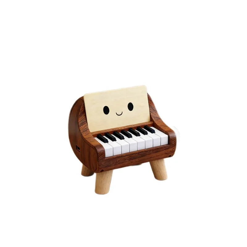Mini Playable Electronic Piano Rechargeable Beech Wood ABS Desktop Ornament Birthday Valentine Friend Gift
