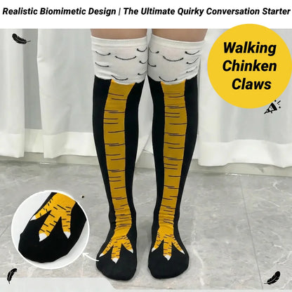 CHUANGERM Men Funny 3D Chicken Print Socks High Flexibility Thigh High Tube Sock Fashion Thin Toe Feet