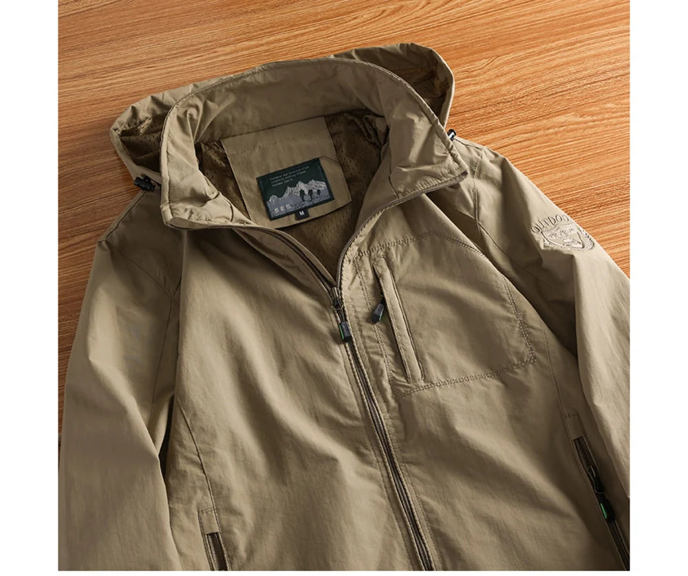 Autumn Men's Hiking Waterproof Jackets Men Outdoor Quick Dry Climbing Hooded Coats Men Sports Breathable Windbreaker Jackets 5XL