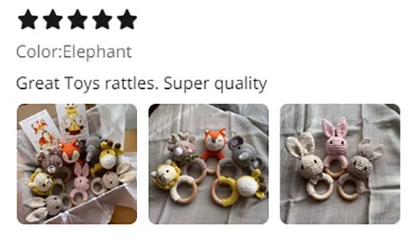 1pc Baby Teether Music Rattles for Kids Animal Crochet Rattle Elephant Giraffe Ring Wooden Babies Gym Montessori Children's Toys