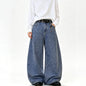 High Streets Spring Summer Men's Jeans American Baggy Wide Leg Curved Knife Denim Pants Loose Solid Color Male Trendy Trousers