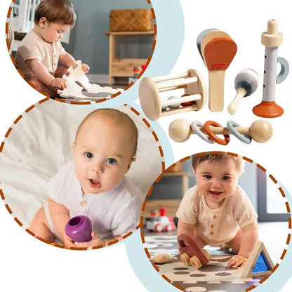Kids Drum Set Wooden Musical Instruments for Toddlers Baby Preschool Educational Musical Toys Montessori Toys for Kids Ages 3-6