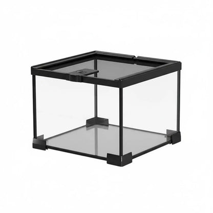 Stackable Reptile Terrarium Glass Cage Secure Mesh Lid with Heat Lamp Holder for Small Pets Display