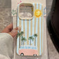 White Floral Blue & Pink Striped Minimalist Pattern Phone Case For Xiaomi Redmi Note 14 Pro Plus5G 13 12 11 10 15C 14C 13C Cover
