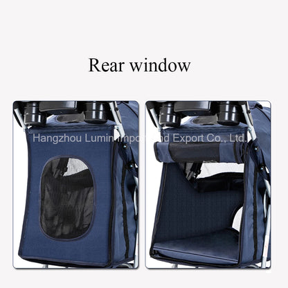 Pet Stroller Luxury Folding Dog Stroller Outdoor Pet Trolley Carrier Travel Large Wheels