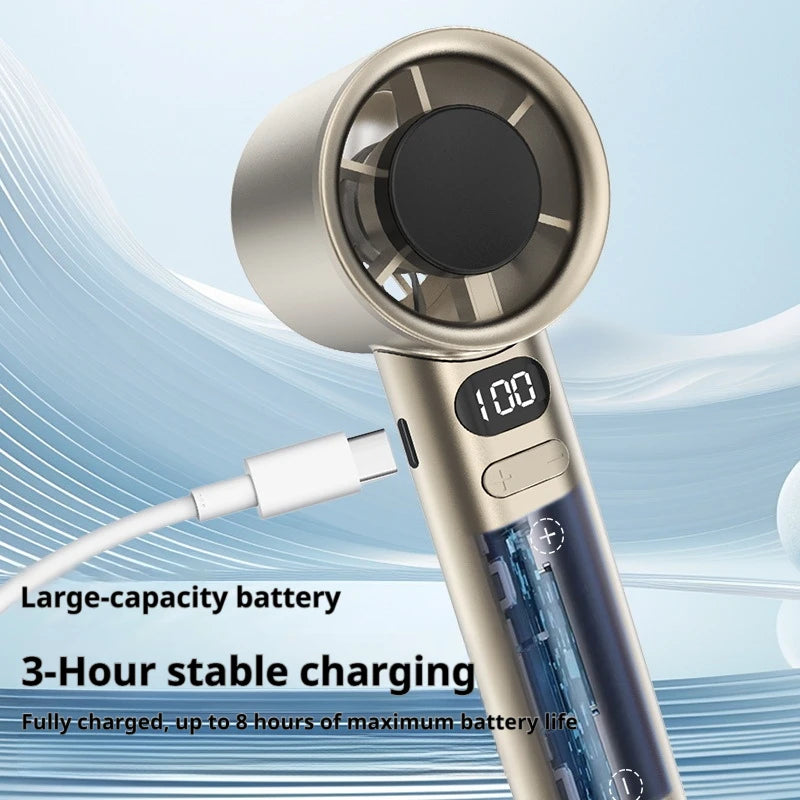 Hot Portable Handheld Fan High-speed Powerful USB RechargeableFans LED Display Essential For Summer Travel MINI  Fan