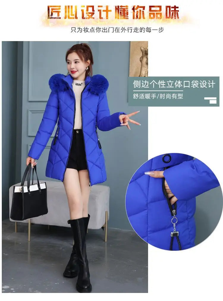 Winter New Fashion Long Cotton-padded Coat Womens Casual Hooded Parkas Womens Winter Jacket Coat Down Jacket Female