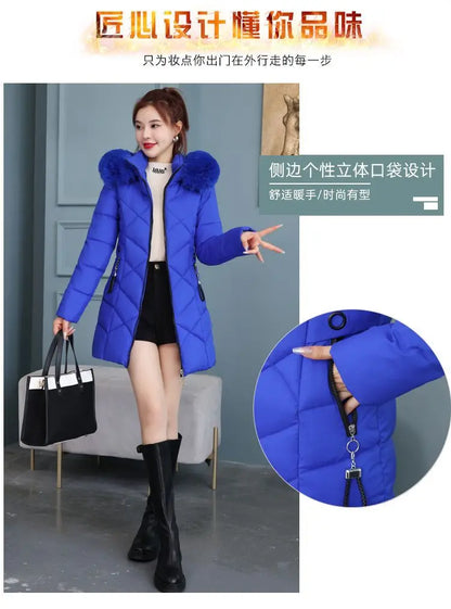 Winter New Fashion Long Cotton-padded Coat Womens Casual Hooded Parkas Womens Winter Jacket Coat Down Jacket Female