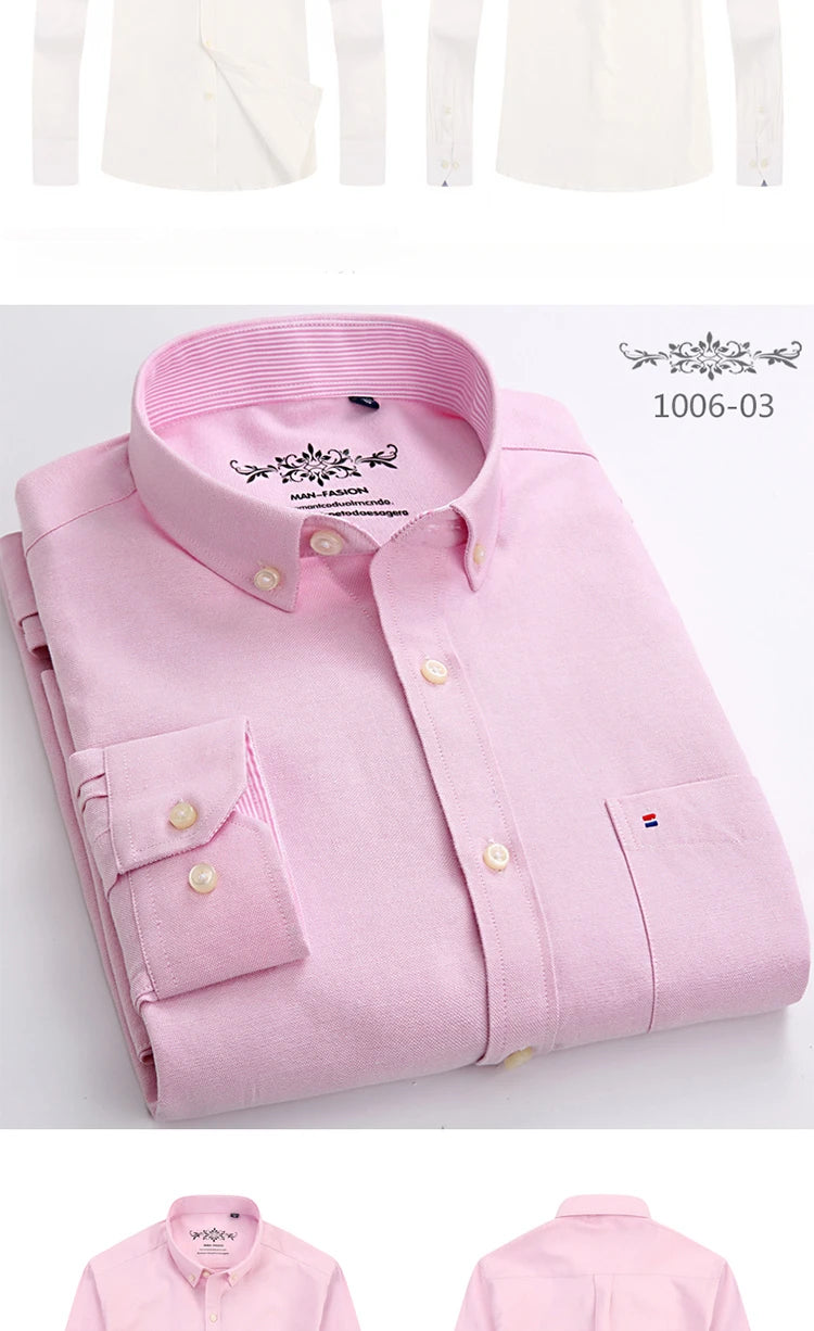 New in shirt long-sleeve shirts for men slim fit formal plian shirt single pocket office clothes soft plaid cotton designer tops