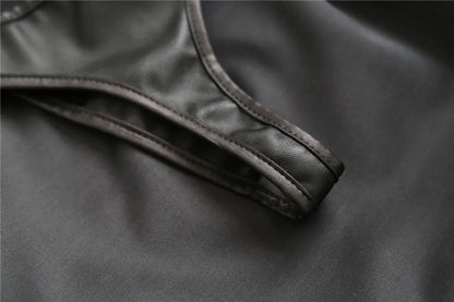 BDSM Restraint Ass Porn Mini Skirt Sexy Lingerie Whip Paddle PU Leather G-String Panties Dress  Erotic Sexy Costume Women