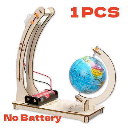 DIY STEM Earth Model Day Night Cycle Educational Globe Toy Wooden Handmade Toy Science Kit for Kids Classroom Physics Learning