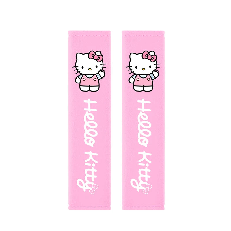 Hello Kitty Car Seat Belt Covers 2Pcs Soft Auto Seatbelt Shoulder Pads Universal Car Interior Accessories for Decoration Comfort
