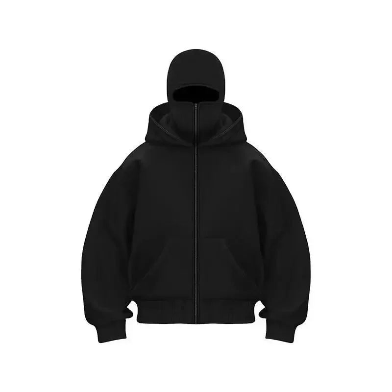 Men and Women Balaclava Y2K Gothic Harajuku Winter New Item Double Hooded Sweatshirt Men's Hooded Mask Zipper Sportswear