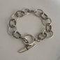 100% Solid 925 Sterling Silver Metal Bracelet for Women Vintage Handmade Simple Retro Heart Chain Bracelet Birthday Gift Party