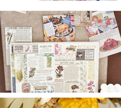 5 Rolls/set Aesthetics Floral Decorative Adhesive Tape Flower Washi Tape DIY Scrapbooking Material Sticker Label Stationery