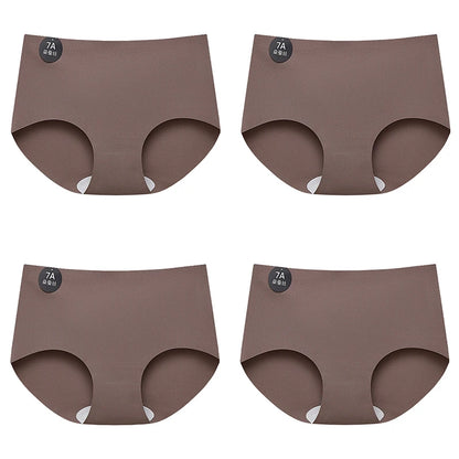 Falllsweet 4Pcs/Set Seamless Silk Briefs For Women Mulberry Silk Panties Comfortable Underpants Soft Lightweight Underwear M-2XL