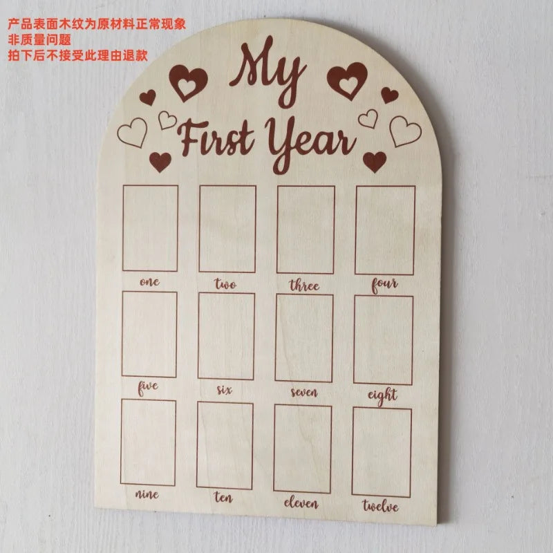 Wooden Baby Commemorative Photo Frame,monthly Calendar,photo Display Board,milestone Photo Frame for Newborns