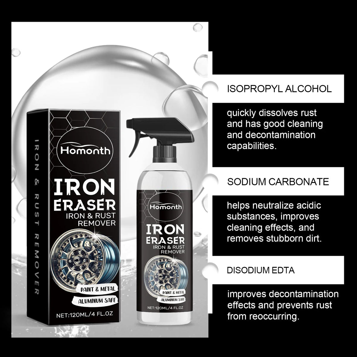 Rust Remover Lubricant Spray Anti Rust with Rust Converter for Wheels Brake Dust Remove Oxidation Car Accessories