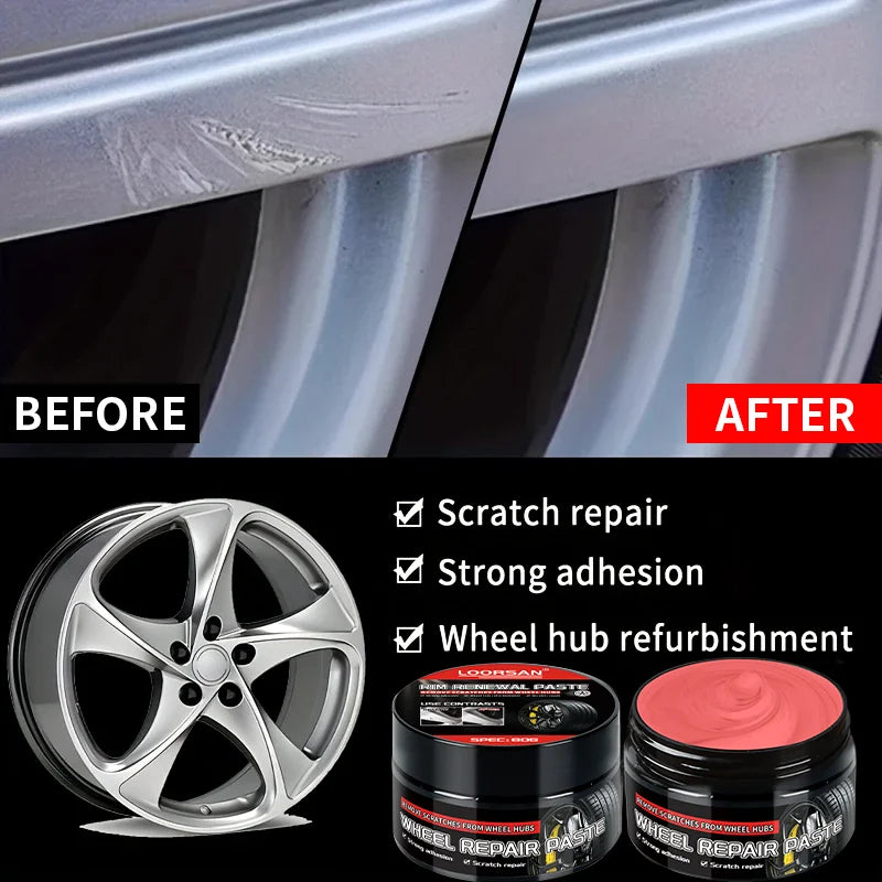 LOORSAN 80g Car Wheel Hub Repair Paste, Scratch Remover & Polishing Cream for Aluminum Alloy Rims, Trace-Free Restorer