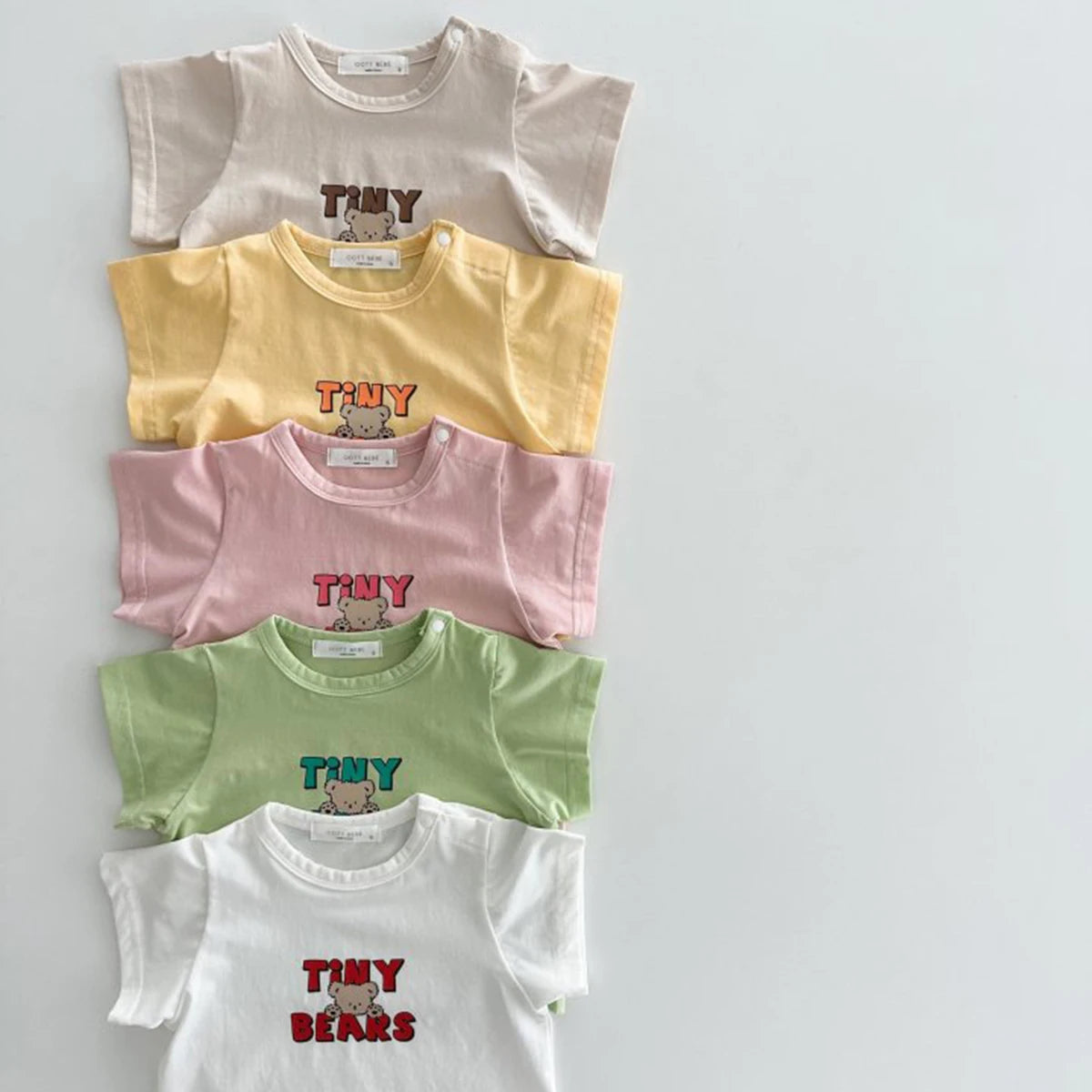 Summer Newborn Infant Baby Girls English Bear Printing Pullover T-Shirt Kids One-Piece Fashion Baby Clothing