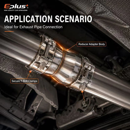 EPLUS Car Motorcycles Stainless Steel Exhaust Pipe Straight Reducer Adapter Pipeline Universal No-Weld Installation Connector