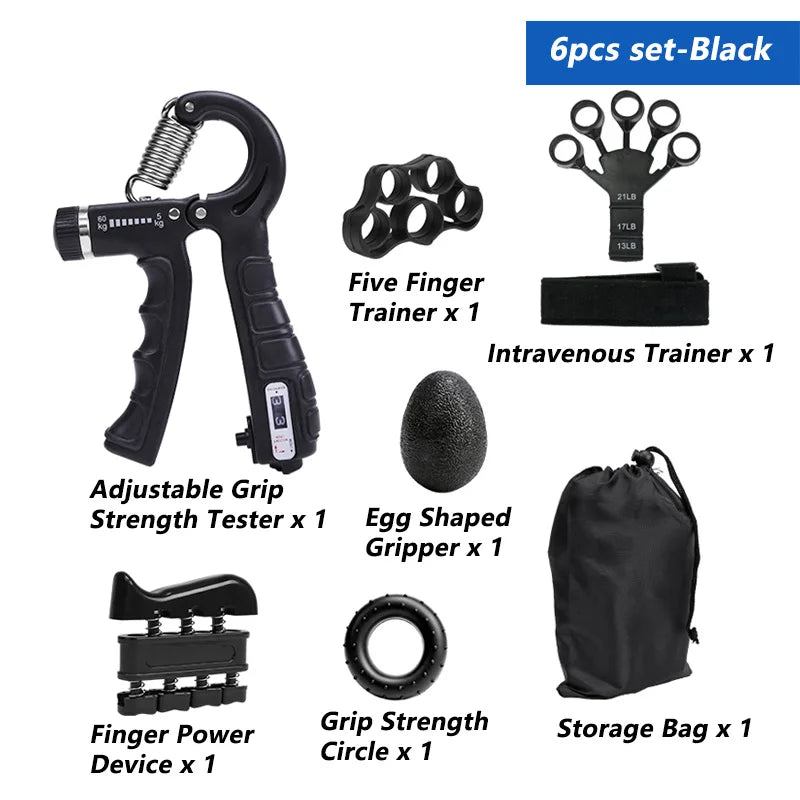 iLMH 5-60Kg Adjustable Grip Strength Trainer with Finger Exerciser Hand Grip Strengthener for Muscle Building and Injury Recover