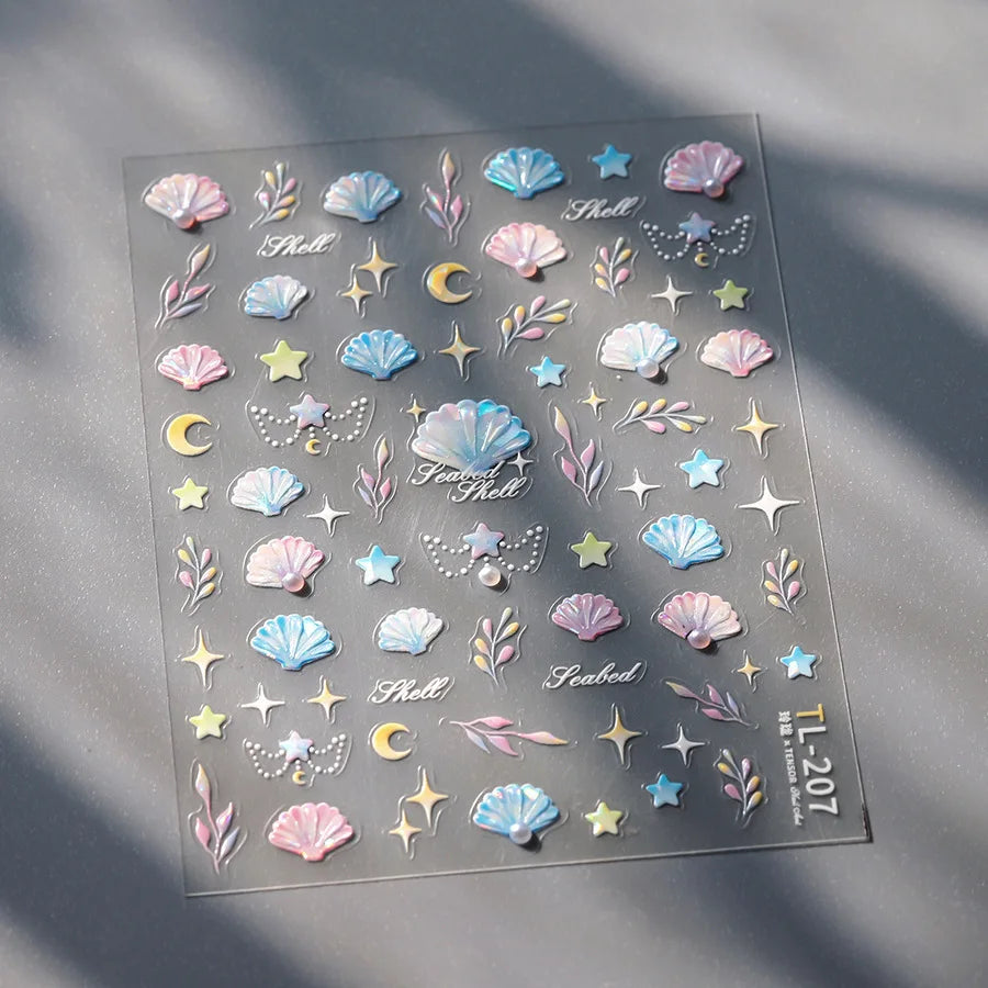 1pcs 5D Star Moon Nail Stickers Kawaii Pink Retro Bronzing Nail Art Sticker Decorations Decals DIY Adhesive Slider Accessories
