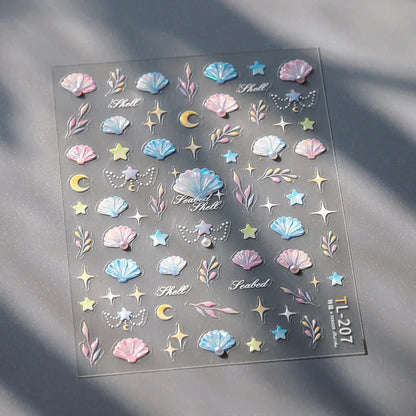 1pcs 5D Star Moon Nail Stickers Kawaii Pink Retro Bronzing Nail Art Sticker Decorations Decals DIY Adhesive Slider Accessories