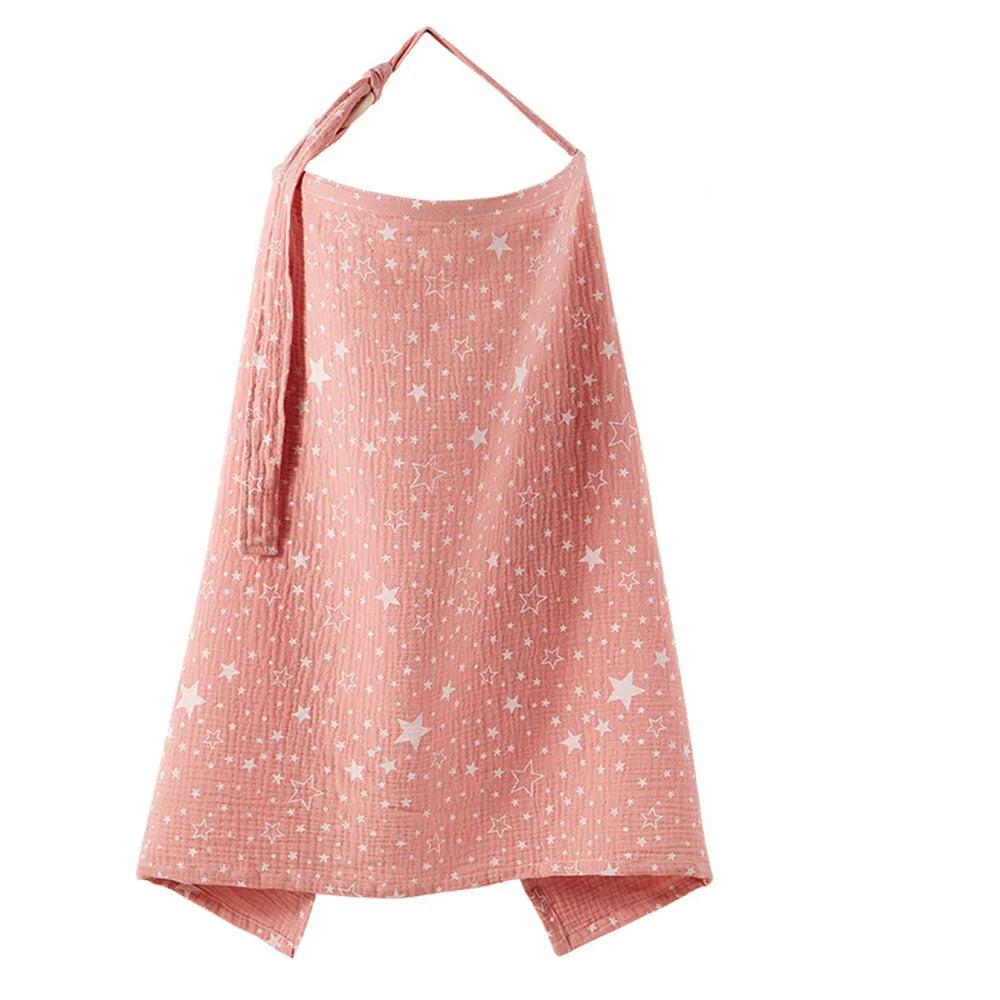 Muslin Nursing Covers for Breastfeeding, Privacy Breast Feeding Cover with Arch Neckline for Mom and Baby Nursing Apron