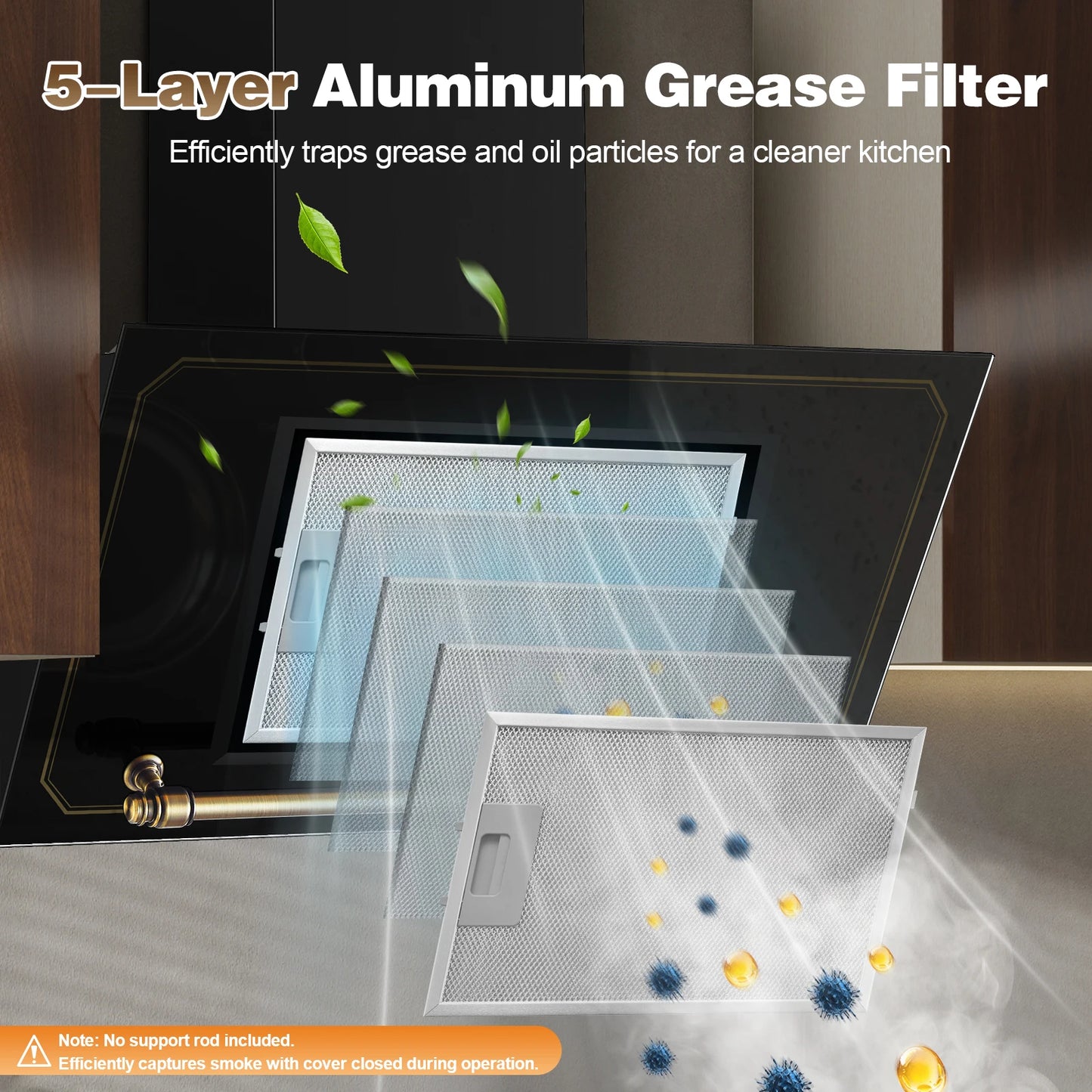 60cm Wall Hood - 400m³/h Suction, A+++ Energy, LED Lights, Dual Filter System, Retro Design‌