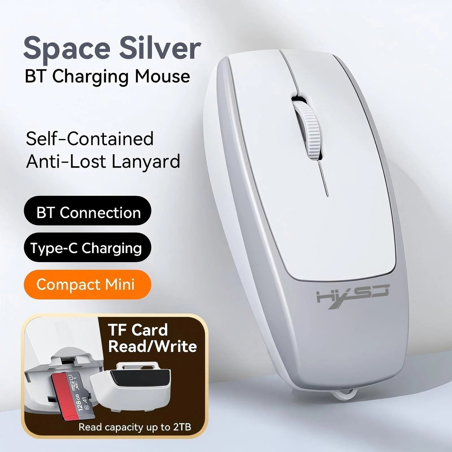 New Arrival HXSJ M109 Mini Wireless Mouse TF Card Reading Function 4D Mute Buttons 120mAh Rechargeable for Laotop Office