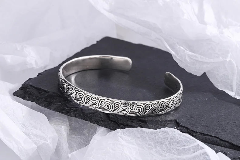 New Arrival Retro Wave Bracelets 925 Sterling Silver Jewelry Fashion Spray Personality Sweet Cloud Opening Bangles TYB116