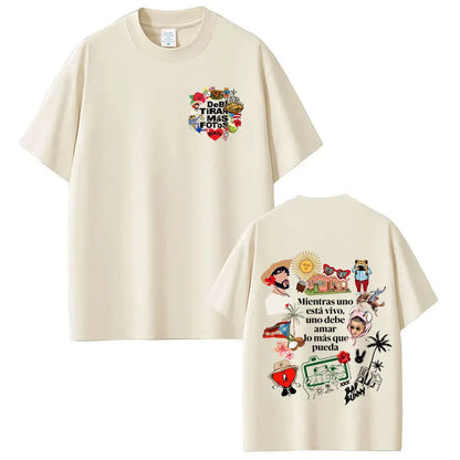 Rapper Bad Bunny T-shirt Debi Tirar Mas Fotos DTMF World Tour T Shirts Men's Women Fashion Vintage Hip Hop T-shirts Streetwear