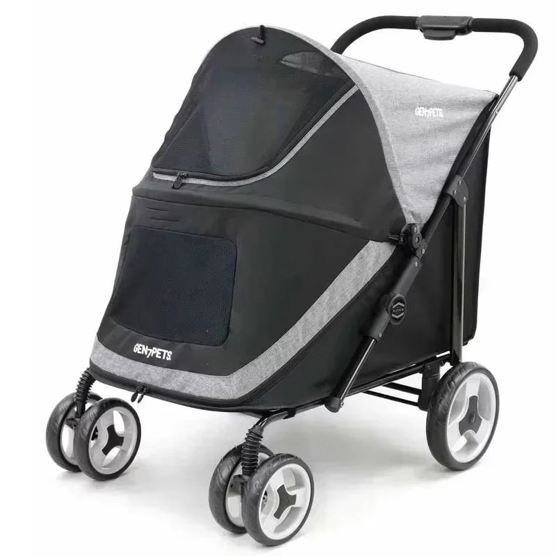 Portable Golden Retriever Large Dog Pet Stroller Cart Simple 4-wheel Foldable Large Capacity Stroller Outdoor Travel Pet Trolley
