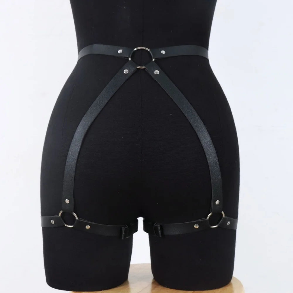 BDSM Bondage Body Harness for Couples Adjustable PU Leather Erotic Suspenders Underwear Straps SM for Adults Clitoris Stimulatio