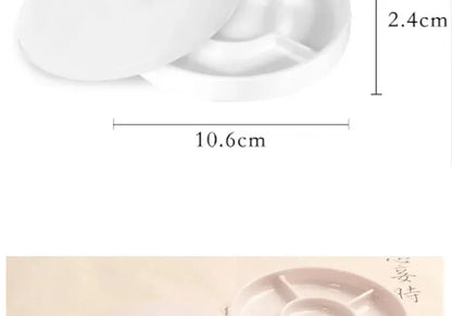 Imitation Porcelain Round Palette with Lid Acrylic Watercolor Painting Multifunctional White Paint Tray Artist Supplies