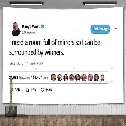 I'm The Reason I Smile Everyday Tapestry Kanye West Tweet Quote Wall Decor Flag Banner Meme Tapestrys Aesthetic Dorm Background