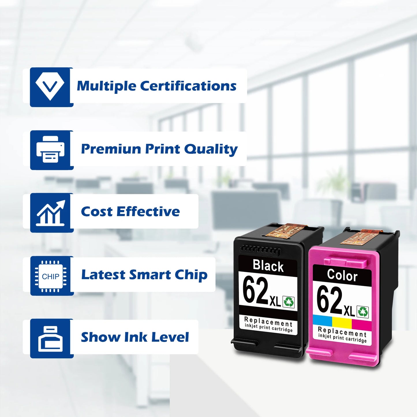 ShinColor for hp 62 xl Ink Cartridge for HP 62XL High Yield for HP Envy 5540 5640 5740 7640 5646 5541 5742 5745 200 printer