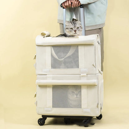 Pet Carrier with Telescopic Handle Soft-Sided Pet Carrier Trolley Travel Bag Portable Long-Lasting for Cats, Outings