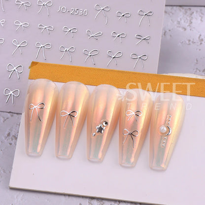 6pcs/set 3D Small Bow Ribbon Bowknot Y2K Nail Sticker Mini Kawaii Japanese Adhesive Decal Valentine's Simple Nail Manicure Decor