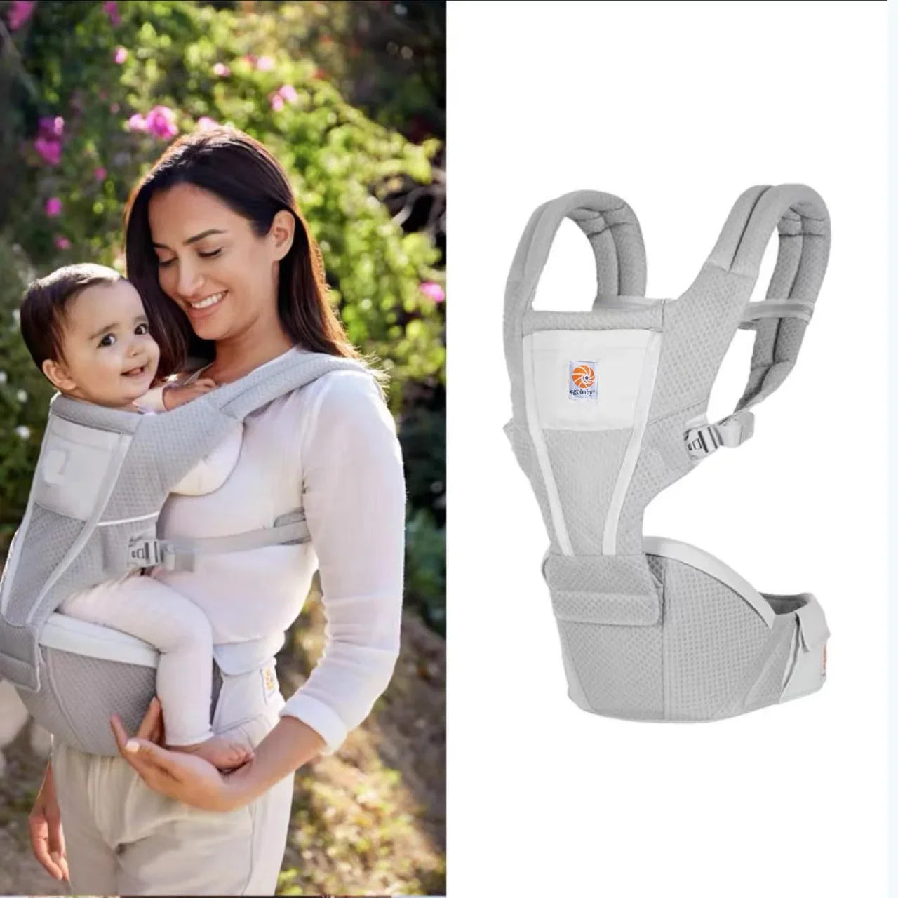Egobaby Alta Hip Seat All-Position Breathable Mesh Hip Seat & Carrier, Pearl Grey Baby Accessories Baby Carriers Baby Carier