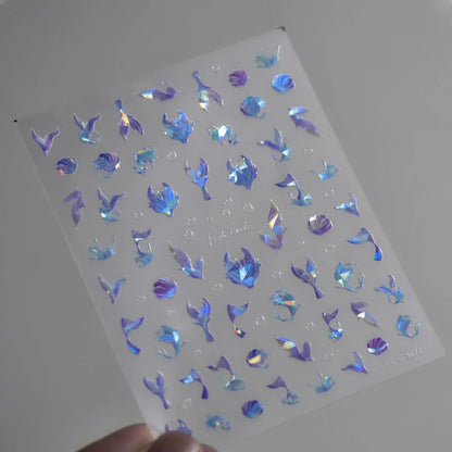 Colorful Bagful Jellyfish Bubbles Swimming Rings Rainbow Stars Ocean Starfish Self Adhesive 5D Nail Art Sticker Manicure Decal