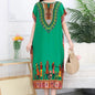 Casual Elegant Bohemian Printed Ethnic Style Retro Floral Woman Summer Street Wear Batwing Sleeve Loose Tunic Maternity Dress