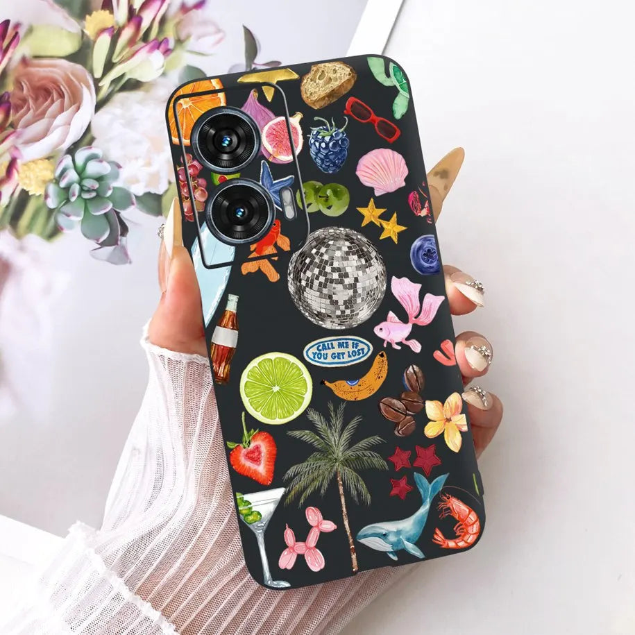 Case For Motorola Edge 50 Fusion Cover XT2429-1 Popular Flower Soft Black Silicone Phone Cases For Motorola G96 5G MotoG96 Funda