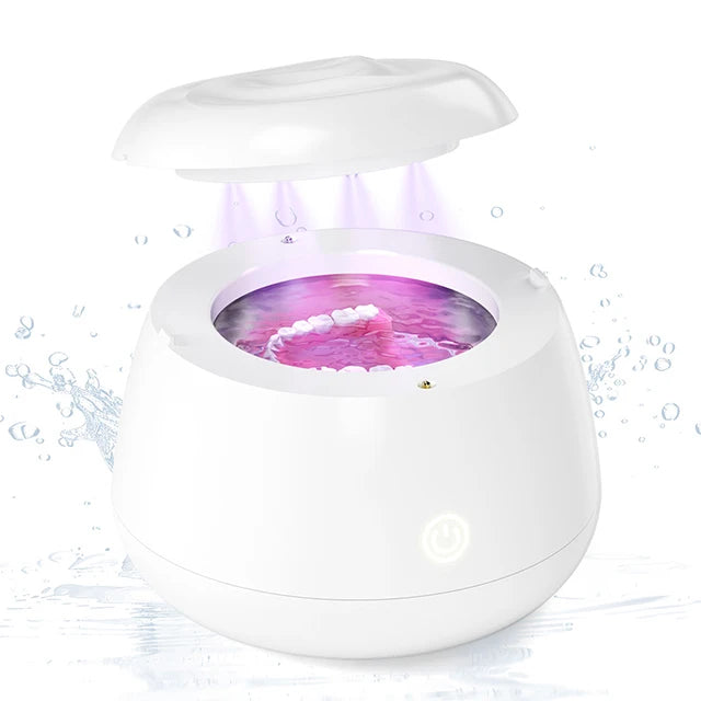 KUNPHY UV Light Ultrasonic Retainer Cleaner 200ML Denture Cleaner for Aligner Night Guard Braces Toothbrush Dental Appliances
