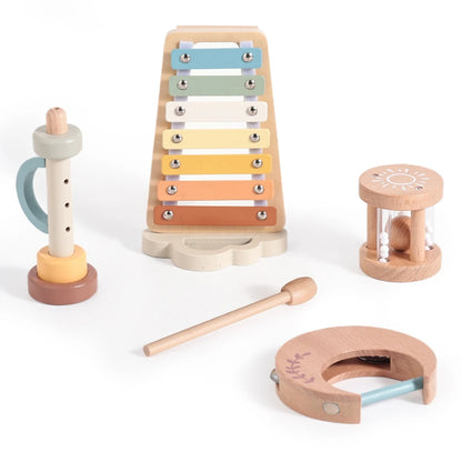 Children's Montessori Toys Baby Sensory Sound Stimulation Toy Baby's Musical Instrument Wooden Cartoon Animal Xylophone Toy Gift