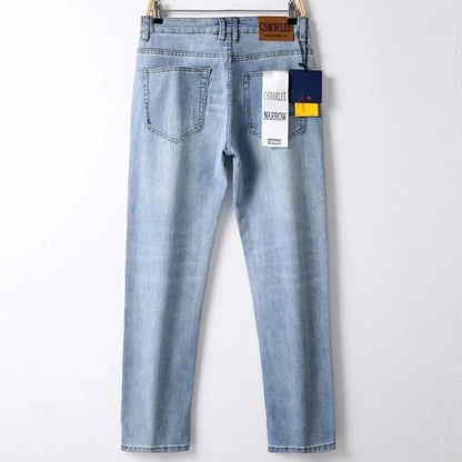 2026 Spring Summer Thin Jeans Classic Style Fashion Stretch Regular Fit Denim Trousers Male Brand Men's Washed Light Blue