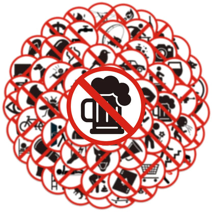 63Pcs Funny Warning Sign Sticker, Water Bottle, Laptop, Phone, Guitar, Skateboard, Stationery DIY Decor Stickers For Kids Adults