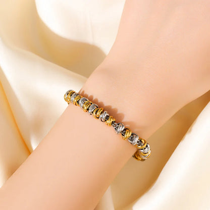 GANPUP 316L Stainless Steel Metal Beads Charms Bracelet Bangle for Women Texture Trendy Wrist Chain Jewelry Gift Bijoux Femme
