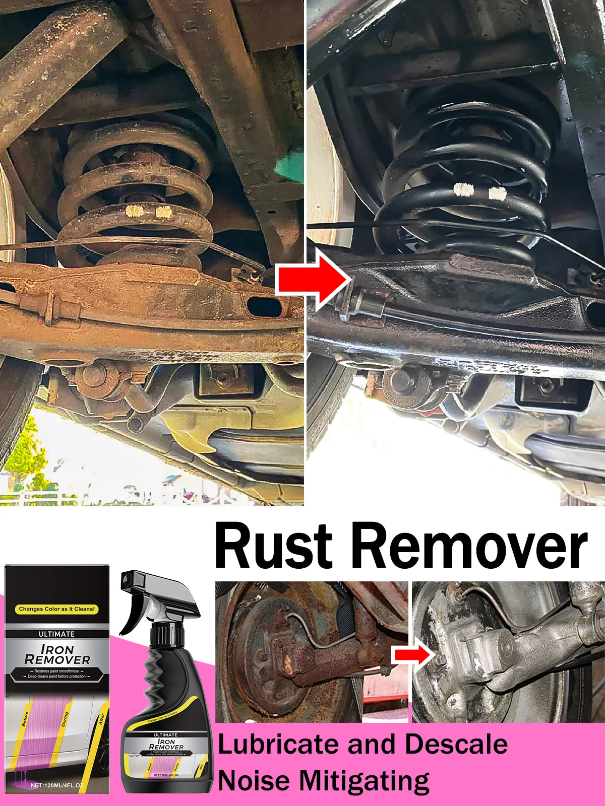 HS68-Car Rust Remover Quick Remover  Exhaust Pipe Rust Removal Spray Cleaning Metal Iron Powder Old Cars To New